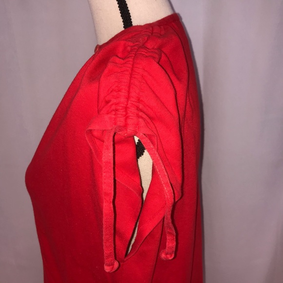 Vintage 70’s red v neck tie sleeve cotton top - Picture 8 of 9